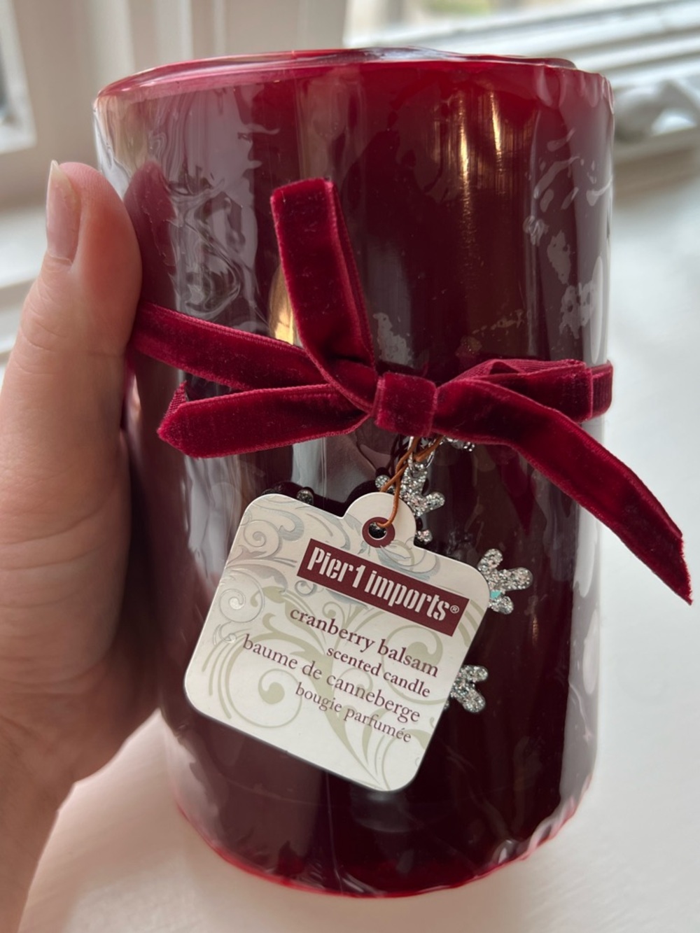 Vintage Pier 1 Cranberry Balsam Scented Pillar Candle 6” Rare Christmas NWT